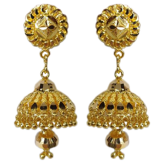 22K Gold Plated Indian Full Ear Earrings With Jhumka Gorgeous Bridal Set c  | eBay