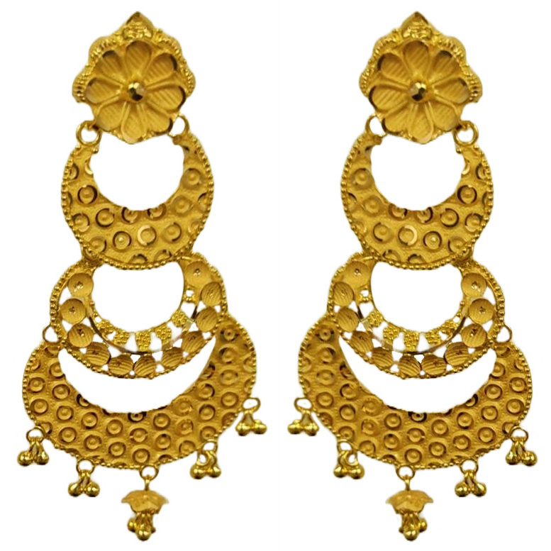 DREAMJWELL - Beautiful Matte Finish Lakshmi Design Gold Cluster Earrin –  dreamjwell