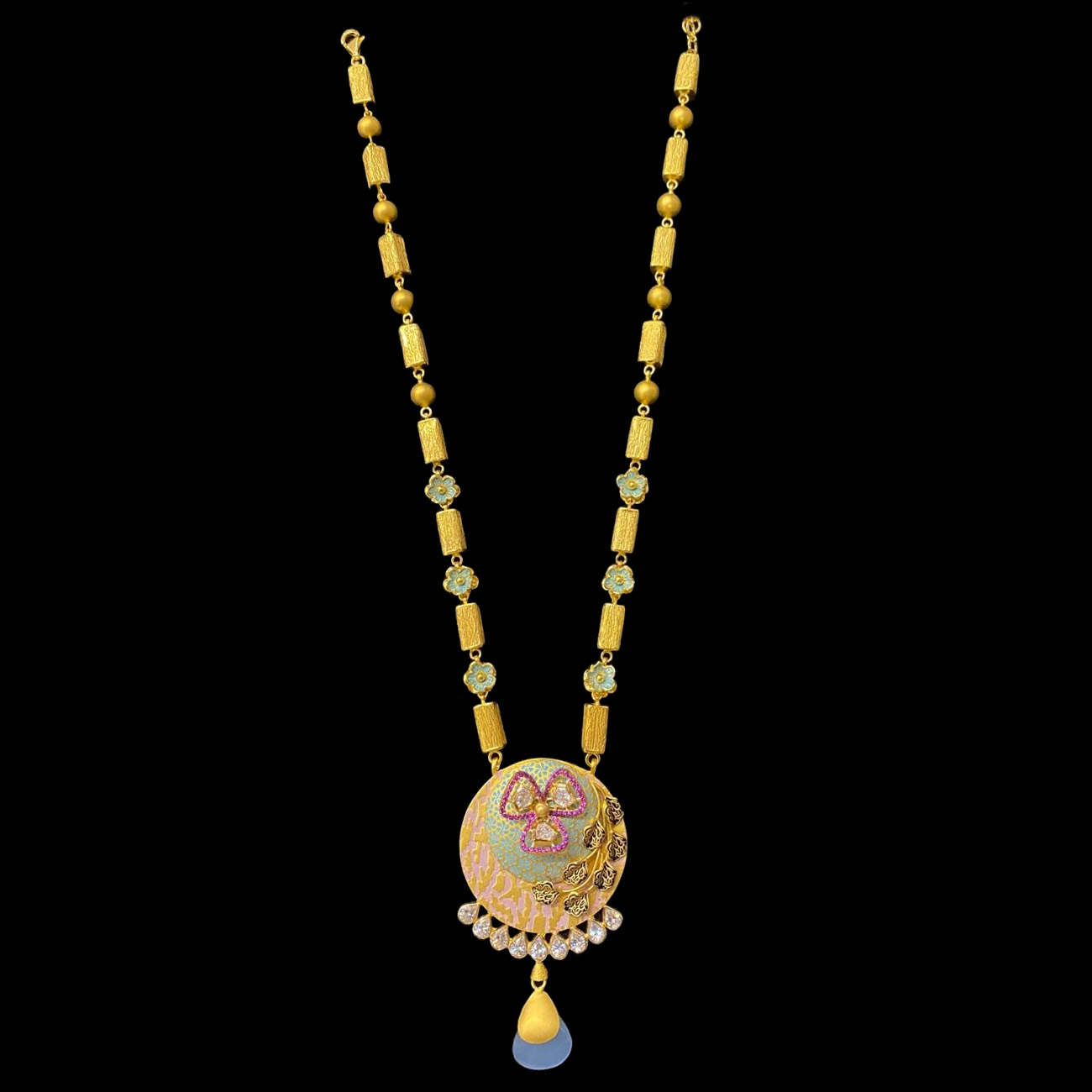 Buy Kalyani Covering 22k Gold Plated Faming Long Necklace Set for Women and  Girls at Amazon.in