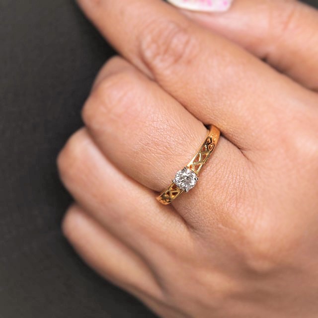 1/2 Carat Diamond 1920's Filigree Engagement Ring .51ct J/SI2