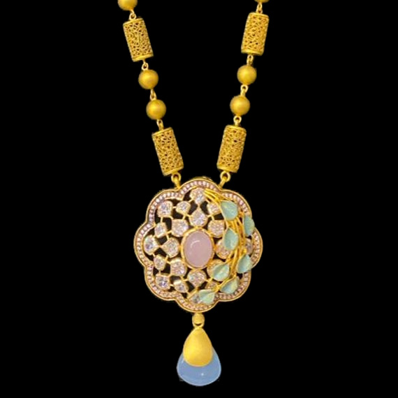 Gorgeous Intricate Floral Petals 22k Gold Long Set – Andaaz Jewelers
